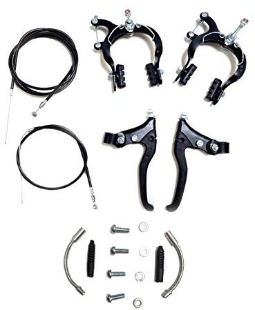 Complete Mountain Bicycle Caliper Brake Set | Cables Black Lever | BMX MTB Bikes Old School Caliper | Caliper with Black Levers