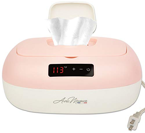 Avec Maman - La Caresse, Baby Wipe Warmer - Designed in France | Wet Wipe Dispenser - Adjustable Heat Settings, Digital Display