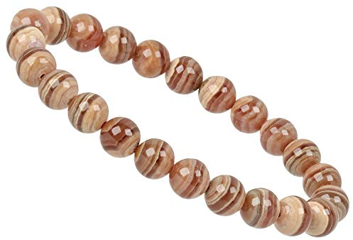 ELEDORO Handgefertigtes Edelstein Perlen Stretch Armband - Echte Steine 8mm (brauner Rhodochrosit A-Grade)