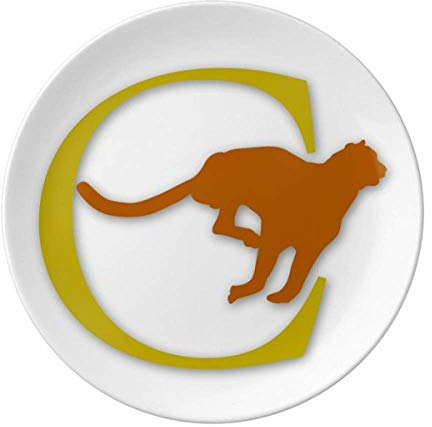 Assiette décorative en porcelaine Motif léopard qui coure à la poursuite d'une proie