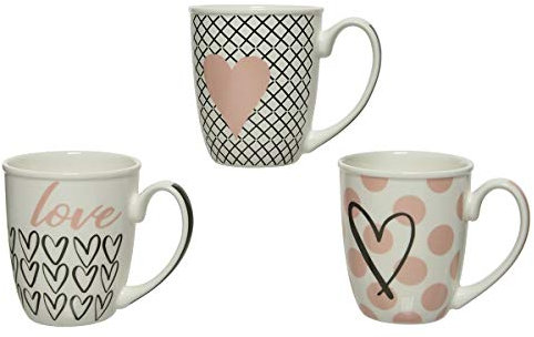 Becher Kaffeetassen Glühwein Kaffeepott Teepott Porzellan Herzen Herz Design 3 er Set