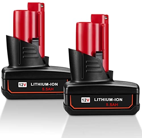 JYJZPB 12V 5.5Ah Batteria di Ricambio per Milwaukee M12 Batteria agli ioni di litio Rosso 48-11-2410 48-11-2420 48-11-2411 48-11-2401 48-11-2402 M-12 Utensili Senza Fili, 2 Set di Batterie per M12