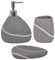 MSV Set de 3 accesorios de baño de poliresina, dispensador de jabón, jabonera, vaso para cepillos de dientes, gris piedra Zen