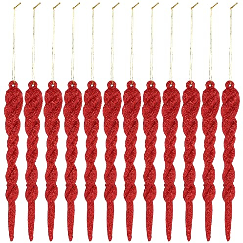 SOIMISS 12 Stücke Glitter Weihnachten Eiszapfen Anhänger Weihnachtsbaum Rot Eiszapfen Weihnachten Eisstreifen Anhänger en Beschmutzung Für Urlaub Winter Layout