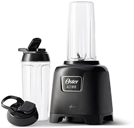 Oster Personal Blender for Shakes, Smoothies, and Single Serve Portable Cups with 2 20-ounce On-the-Go Spill Proof Cups and Lids, BPA-Free & Dishwasher-Safe, Black