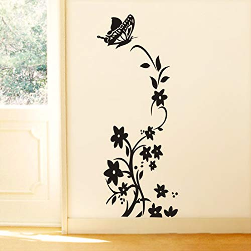 COVPAW® Wandtattoo Wandaufkleber XXL Blumen Ranke Schmetterling Wandsticker Wandbild Bilder Wohnzimmer Schlafzimmer Deco