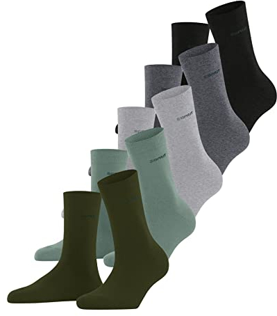 ESPRIT Damen Socken Solid Mix Multipack W So Baumwolle einfarbig 5 Paar, Mehrfarbig Black Grey Green 0020, 36-41