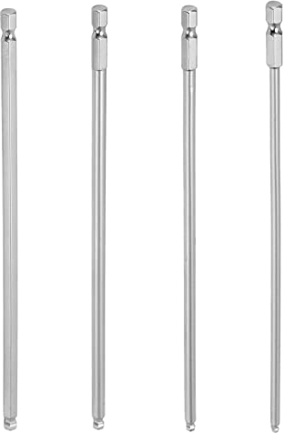 1/4 Hex Head Allen Wrench, Akozon 4-teiliges Sechskant-Schraubendreher-Bit-Set 1/4 Zoll Sechskantschaft Stahl Magnetische Metrische Kugelkopf-Sechskant-Bits(200mm)