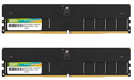 Silicon Power DDR5 64GB (2x32GB) 4800MHz (PC5-38400) 288-pin CL40 1.1V UDIMM Non-ECC Desktop RAM Computer Memory SP064GBLVU480F22