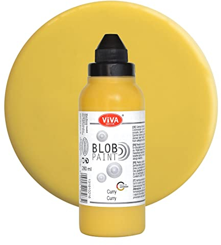 Viva Decor Blob Paint (Curry, 280 ml) gebrauchsfertige Blob Painting Farben mit Eigenschaften von Acrylfarbe - Dot Painting Art, Dotting Tool für Leinwand, Mandala uvm. - Made in Germany
