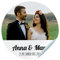 Autocollants photo de mariage. Autocollants personnalisés avec nom et date pour les cadeaux de vos invités. Mesure 45 mm / 60 mm / 70 mm de diamètre. ne convient pas aux vêtements