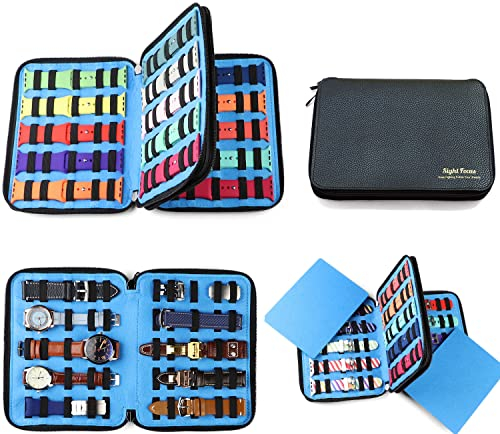 Sight Focus 20 Fächer, Reise-Uhrenarmband-Aufbewahrungshalter, Sammlung, Uhrenarmband-Organizer, Tasche, doppellagig, für Apple Watch, Tragetasche, rutschfest, tragbar, Elektronik-Aufbewahrungstasche