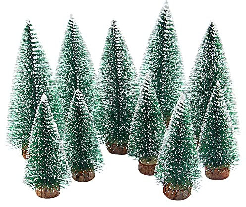 Rebanky 10 Pcs Mini Árbol de Navidad Artificial Mini Arbolitos de Navidad Pequeños Mini Pinos Miniatura Navideño 10cm,15cm para Decoracion Mesa Fiesta de Navidad