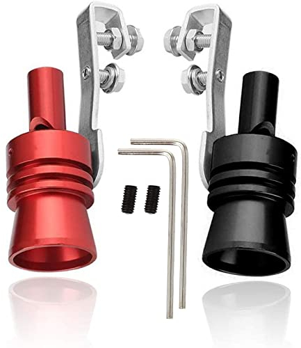 2 Pcs Silbato Escape Coche, Silenciador de Silbato Tubo de Escape Silbato Coche Escape Tubo de Silenciador Lmulador, para Tubo de Escape de Automóvil Modificado, L, Negro + Rojo