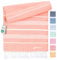 Fit-Flip Hamamtuch aus 100% Baumwolle – saugfähig und schnelltrocknend – türkisches Saunatuch, Strandtuch, Duschtuch, Badetuch, Yogatuch – Peach – 100x200cm Sultan