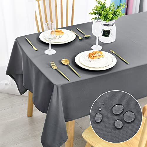 DWCN Hellgrau Tischdecke Fleckschutz Abwaschbar Tischwäsche Wasserdicht Tischtuch für Esszimmer, Garten, Party, Hochzeiten oder Haushalt,130x130cm