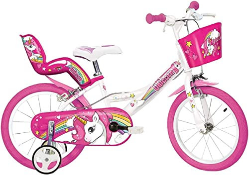 Bicicleta para niña Bicicleta Dino Bikes Unicorn Talla 10 - 12 - 14 - 16 - 20 Casco Unicorn Opcional (Círculo 14 Pulgadas)