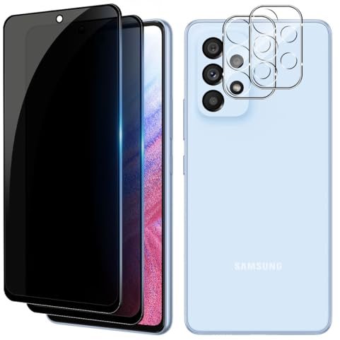 Vanrain 2+2 Stück Sichtschutz Schutzfolie für Panzerglas für Samsung Galaxy A53 5G mit Kameraschutz, Anti-Spähen Privatsphäre Schützen Folie, 9H Härte Anti-Spy Privacy Sichtschutzfolie
