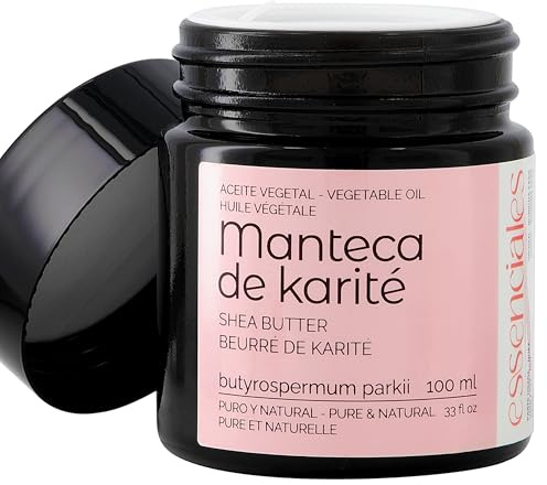 SheaButterBio für Kosmetik Unraffiniert Kaltgepresst 100% Rein Natürlich für Gesicht Haare Körper Lippen Pflege Feuchtigkeit Reich in Vitamine A E F Vegan 100ml – Essenciales