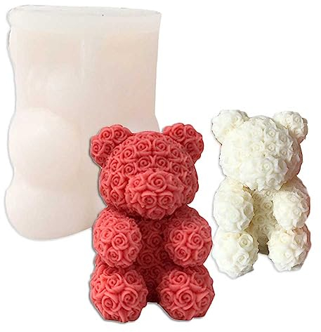 Tone Fun Silikonformen in Rosenbär-Form für Kerzen, Harz, Aromatherapie-Kerzen, handgefertigte Wachsseife, Heimdekoration, Handwerk