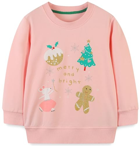 TEDD Girls Sweatshirt for Kids Christmas Cotton Top Casual Jumper Girl T Shirt Toddler Clothes Long Sleeve Pullover Age 4-5 Years