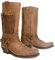 Western Cowboy Boots - Uomo Square Toe Boots - Medieval PU Leather Low Heel Mid Tube Knights Boots per Cosplay,Marrone,42