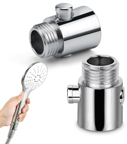 2 Stück Duschkopf Absperrventil, G1/2 Durchflussbegrenzer, Wasserdurchfluss Regelventil Dusche Head Absperrventil Durchflussbegrenzer für Duschkopf Brauseschlauch Handbrause Universal (Silbrig)