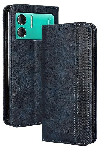 XINNI Protective Phone Case for Doogee X98/X98 Pro, PU/TPU Vintage Flip Leather Shockproof Cover Magnetic Book Style Wallet, Blue