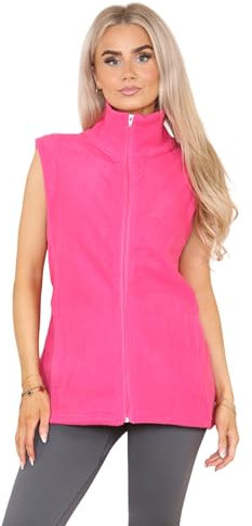 Ladies Bodywarmer | Gilet for Women - Warm Fleece Sleeveless Vest Jacket - Outdoor & Hiking Polar Fleece Zipper - Full Zip - 2 lower pockets (UK, Numeric, 12, 14, Regular, Regular, Hot Pink)