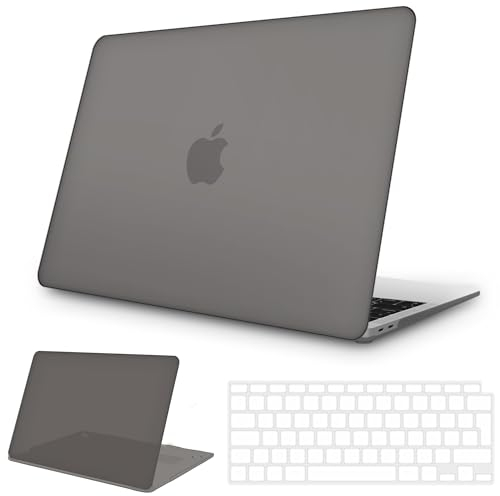 NPUOLS Hülle für MacBook Air 13 Zoll Hülle 2021 2020 2019 2018 Modell A2337(M1) A2179 A1932,Dünne Sbeständige Schutzhülle und Ultradünner TPU EU Tastaturabdeckung (A2337/A2179), Grau