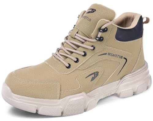 OFFCUP Scarpe Antinfortunistiche Uomo Donna, Sicurezza Scarpe da Lavoro, Pelle Sportive Sicurezza Scarpe con Punta in Acciaio Invernali Scarpe Protettive Industriali Antiscivolo Impermeabili Taglia:42