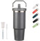 XIXIAMI Travel Mug with Handle 900ml-30oz Insulated Tumbler with Straw & Lid Leakproof Coffee Mug for Hot or Iced Drink |Stainless Steel Thermal Cup-Grey