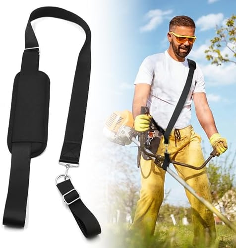 WOUMON Tracolla per Tagliaerba, Tracolla Decespugliatore, Decespugliatore in Nylon Regolabile per Decespugliatore e Tagliaerba (Nero)