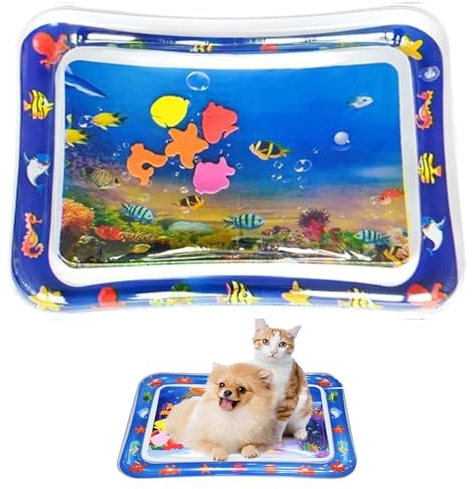 CHENRI Wassermatte Für Katzen, Sensorische Wasser Spielmatte für Katzen, Wassermatte Sensorisches Spielzeug, Sommer Wasserspielmatte, Interaktives Katzenspielzeug, Wasser Matte für Katze, Hunde (B)