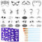 42 Stück Tattoo Schablonen Kits Enthält 28 wiederverwendbare Gesichtsmalschablonen mit 4 Aufklebern 10 Malpinsel Plastik-Tattoo-Malvorlagen für Kinder Halloween Party Makeup