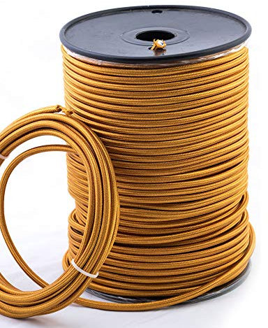 DC VOLTAGE 5 Meters Gold Flex Wire Retro 3 Core Round Lightning Cable Fabric Cloth Covered Electrical Wire, 16.4ft 3 Conductors 18 Gauge Textile Electric Cable Wire Coated For Lightning Appliances