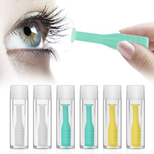 JEYORZY 6 Pezzi applicatori e rimuovi lenti a contatto,ventose per lenti,Kit portatile e pratico,Strumento sicuro e igienico per inserire e rimuovere lenti rigide e morbide(giallo, verde, bianco)
