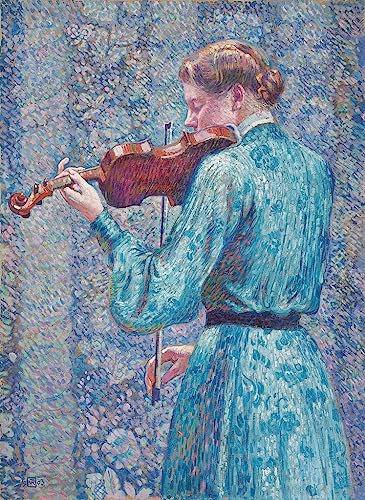 EQVRDCUW Ölgemälde Leinwand Malerei Poster Leinwand Plakat Marie Anne spielt Geige von Théo Van Rysselberghe Leinwandbilder Bild für Wanddekoration 60x90cm