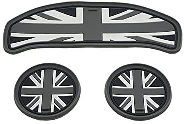 Mini F54 Car Cup Coaster, Set of 3 Anti-Slip Coaster Storage Box Silicone Shockproof Mat for Mini Cooper F54 Clubman Cup Holder Car Accessories (Gray Jack)