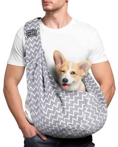 Adiwo Puppy Carrier - Reversible Hands-free Dog Carry Sling for Small & Medium Dogs & Cats, Soft & Comfortable, Adjustable Dog Carrier Bag Shoulder Tote for Outdoor Walking, Travel & Shopping