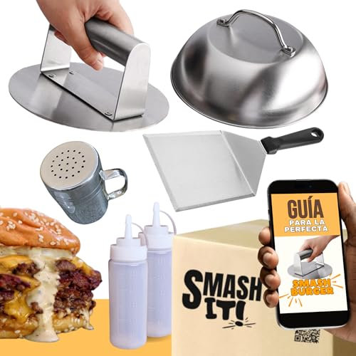 Genérico Kit Profesional para Smash Burger - Smasher - Prensa de Hamburguesas - Acero Inoxidable Casa y Negocio