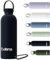 Exllena Trinkflasche Edelstahl mit Griff & Karabiner–500ml/750ml/1L/1,5L isolierte Thermosflasche, 100% auslaufsicher und BPA-frei, Wasserflasche thermo für Sport, Büro & Alltag (Schwarz,500ML)