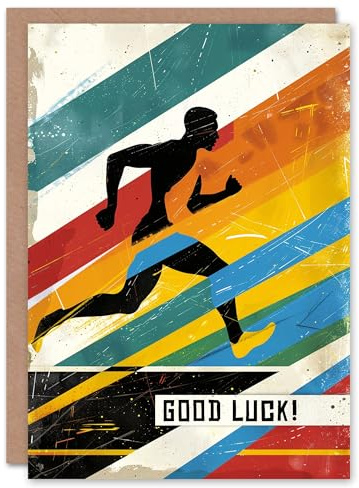 Artery8 Colourful Abstract Geometric Sport Runner Athlete For Him Man Good Luck Card
