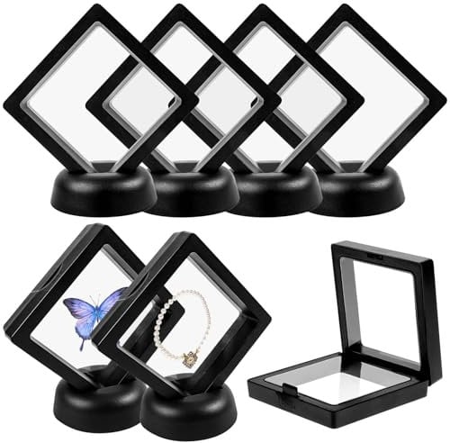 CONJURAIDE 6 Stück Schweberahmen, Münzständer 3D Display Rahmen Coin Holder Objektrahmen Crystal Display Münzen Ring Halter Medaillenrahmen Münzhalterung Schweberahmen für Münzen Armband Schmuck