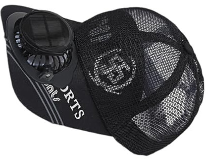 Solarbetriebener Lüfterhut mit integriertem Lüfter, Sonnenventilator-Hüte für Männer, atmungsaktiver Sonnenhut mit Solar-/USB-Aufladung, schwarz