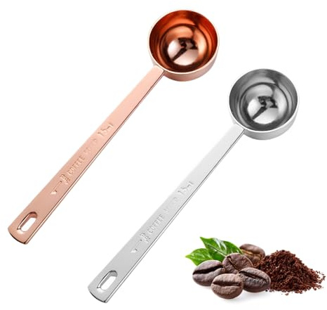 Kzouenzu 2 Pièces Cuillère Doseuse Café, 15ml Cuillère Doseuse À Long Manche, Cuillère De Mesure De Café en Acier Inoxydable, Cuillères À Café, pour Café, Lait en Poudre, La Maison, L'hôtel