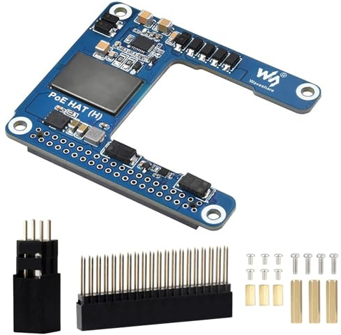 PoE HAT (H) for Raspberry Pi 5 / cm 5 | 5V 5A Power Over Ethernet | IEEE 802.3af/at Compliant | Isolated SMPS | Compatible with Official Case & Cooler