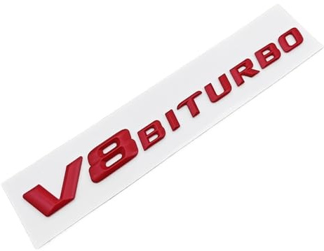 3D ABS Autoaufkleber V8 BITURBO Logo Seitenabzeichen Emblem Aufkleber(Red)