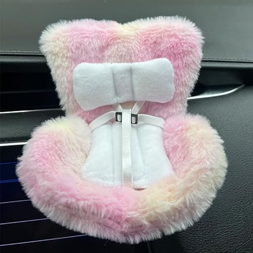 BDBHAVB Doll Car Seat with Air Vent Clip and Desktop Stand, Cute and Functional Car Ornament for Blind Box Doll Fans, Collectors (Tie-dye Light Pink Yelow)