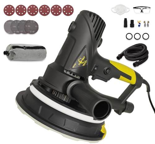 CUBEWAY Trockenbauschleifer 710W LED Staubsauger Ø 180 Schleifteller | 1200-2700 U/min |360° Gelenk | Staubabsaugung |10x Schleifpapier | Variable Geschwindigkeit